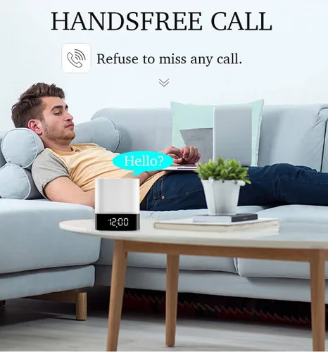 Miniatura 6 de Altavoz Bluetooth con luces nocturnas, reloj despertador inalámbrico Bluetooth, lámpara de noche con sensor táctil, luces nocturnas que cambian