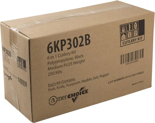 Miniatura 4 de Kit de 6 piezas negro mediano de peso grande tenedor-cucharadita-cuchillo-12" x 13" servilleta S&P