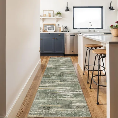 Miniatura 9 de Alfombra lavable para pasillo de 3 x 12 pulgadas, alfombras abstractas modernas con parte trasera antideslizante, alfombra ultra suave para cocina