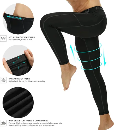Miniatura 3 de Runhit - Paquete de 1 o 2 pantalones de compresión para hombre para correr, entrenamiento