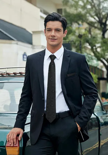 Miniatura 206 de Corbatas florales tejidas clásicas para hombre, corbata cuadrada de bolsillo, corbatas formales para hombres, boda con pañuelo