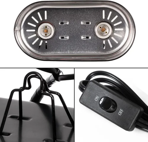 Miniatura 4 de REPTI ZOO Paquete combinado de lámpara de calor para reptiles con doble lámpara de reptil, luz intensa de 100 W, lámpara de calefacción de luz