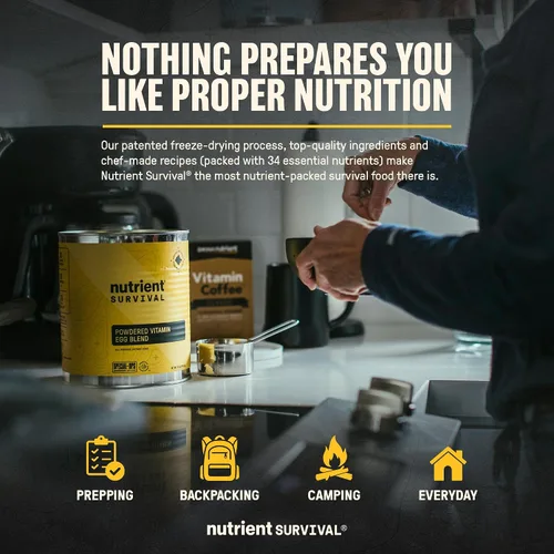 Miniatura 7 de 4 Latas, Equivalente a 70 Huevos por lata - Nutrient Survival Huevos en Polvo con Vitaminas Liofilizados Suministros para Preparacionistas