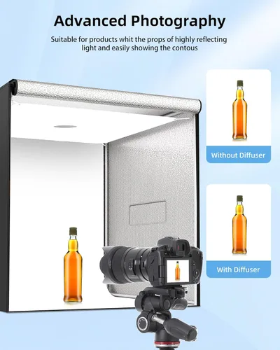 Miniatura 5 de Glendan Caja de luz fotográfica de 32 x 32 pulgadas, caja de luz grande para fotos con 3 paneles de luz, 792 perlas LED, CRI >95, kit de carpa