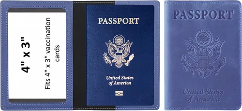 Ciana porta pasaporte de piel sintética y tarjeta de vacunas Porta pasaporte con tarjeta de vacunas PúrpuraOmbre Force Ciana