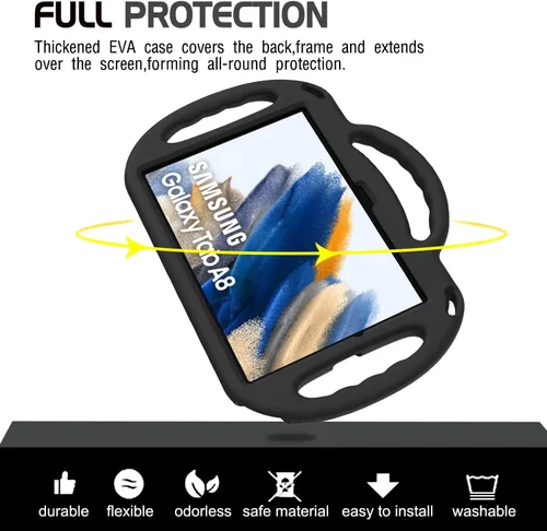 Miniatura 7 de AVAWO Funda infantil para Samsung Galaxy Tab A8 de 10.5 pulgadas 2021 (SM-X200/X205), con correa, mango soporte ligero a prueba de golpes, negro