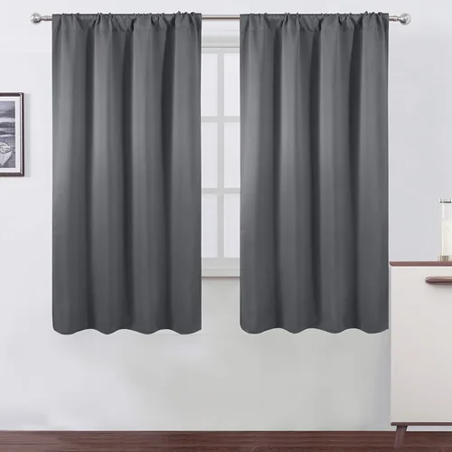 Miniatura 116 de LEMOMO Cortinas opacas negras para cocina, 42 x 45 pulgadas, juego de 2 paneles de cortinas opacas con bolsillo para cortinero para ventana pequeña
