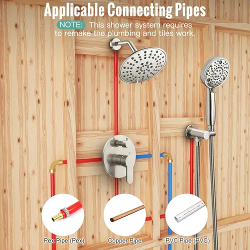 Miniatura 2 de SR SUN RISE Grifo de ducha – Sistema de cabezal de ducha multifuncional de alta presión de 8 pulgadas con accesorios de cabezal de ducha de mano
