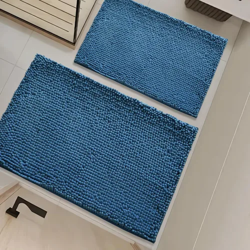 Miniatura 49 de Juego de alfombras de baño de 2 piezas, súper absorbente suave, gruesa, lavable en lavadora, alfombra de baño de chenilla antideslizante, alfombra