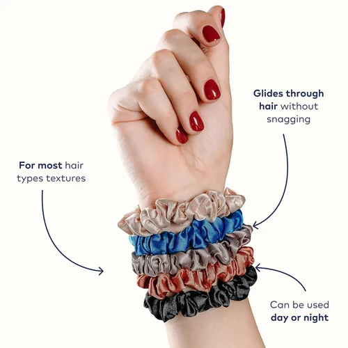 Miniatura 2 de RobeCurls Skinny Scrunch - Coleteros de satén para mujeres y niños, sin arrugas, sin encrespamiento, lazos suaves para el cabello con anillo