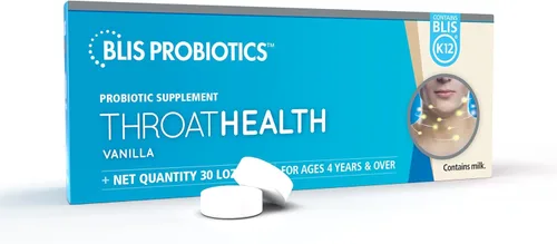 BLIS ThroatHealth Probióticos orales K12 - Apoyo inmunológico y de garganta, vainilla - 30 pastillas, 2.5 mil millones de UFC