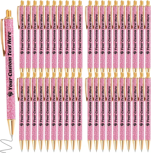 Miniatura 9 de 10 bolígrafos personalizados con purpurina, bolígrafos impresos personalizados a granel, bolígrafos retráctiles de tinta negra para graduación