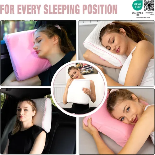 Miniatura 3 de alkamto Cómoda almohada de espuma viscoelástica para viajes y campamentos, bolsa portátil fácil de llevar, funda de almohada con regulación