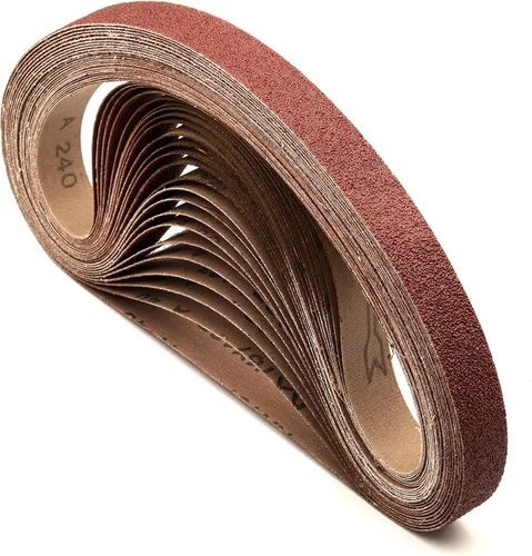 Miniatura 6 de 1 cinta de lija de óxido de aluminio de 42 pulgadas, papel de lija abrasivo de grano surtido 40/80/120/240 para lijadora de banda, paquete de 24
