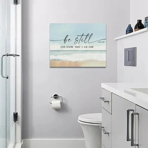 Miniatura 5 de Arte de pared cristiano grande con texto en inglés «Be Still and Know That I Am Gods» («Be Still and Know That I Am Gods») para decoración de pared