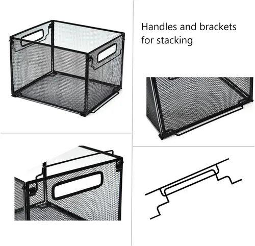 Miniatura 5 de SETTFRFE Paquete de 2 organizadores de archivos, cajas de archivos de metal para carpetas colgantes, organizador de carpetas colgantes