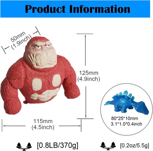 Miniatura 2 de YANZHE Juguete novedoso de mono rojo, gorila para apretar, mono elástico y esponjoso, juguetes de figura de animal para niños y adultos