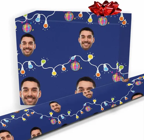 Miniatura 37 de Papel de regalo personalizado, divertido papel de regalo para cara, foto, nombre, Día del Padre, rollo de regalo para papá, hombres, mujeres, niños