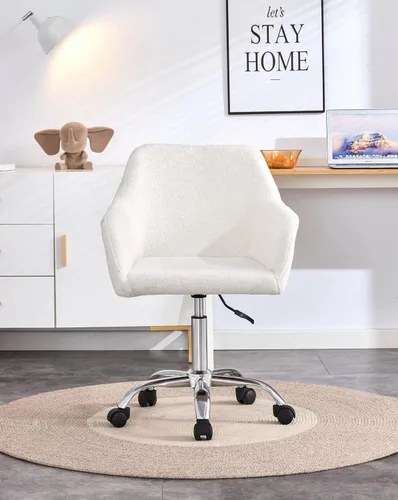 Miniatura 3 de Silla de oficina para el hogar de piel sintética moderna, silla de tocador elegante tapizada para chicas adolescentes, silla de escritorio