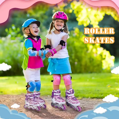 Miniatura 7 de Patines en línea para niñas de 8 a 12 años, patines en línea de doble fila para niños y niñas, patines de 6 a 12 años, patines ajustables con luz