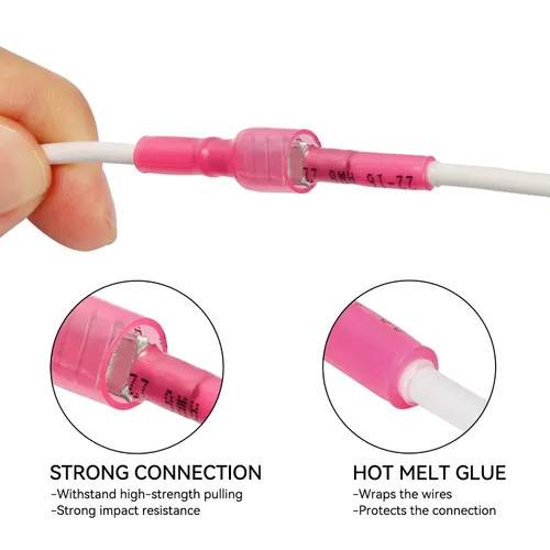 Miniatura 5 de HKS 100 conectores de pala hembra rojo 22-16 AWG – Kit de conectores de cable de desconexión rápida eléctricos termorretráctiles – cobre rojo