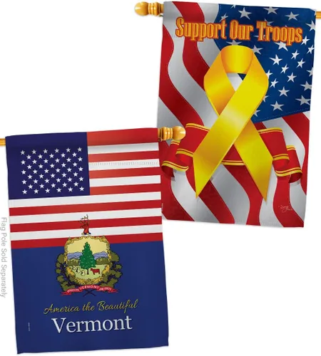 Miniatura 8 de Paquete de banderas de la casa Vermont de Estados Unidos con bordado de Estados Unidos, pequeño y decorativo, 11.0 x 15.7 in