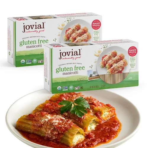 Jovial Pasta Manicotti de Arroz Integral - Pasta Manicotti, Pasta de Manicotti, Pasta de Grano Entero, Pasta Orgánica, Sin Gluten, Sin Lácteos,
