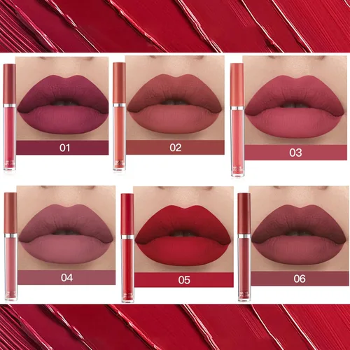Miniatura 2 de Juego de maquillaje líquido de lápiz labial mate, 6 piezas de larga duración, antiadherentes, no se decolora, kit de brillo de labios de terciopelo