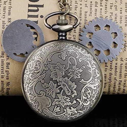 Miniatura 5 de Classical Quartz Pocket Watch Retro Steampunk Cartoons Pocket Watches with Necklace Pendant