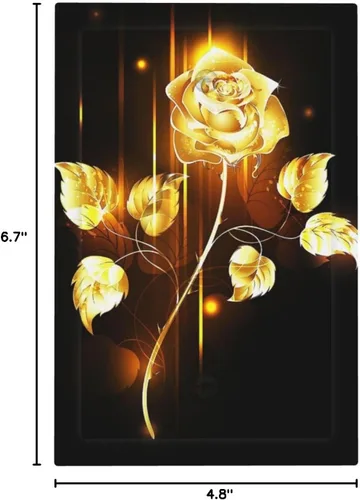 Miniatura 592 de Cubiertas de placa de pared de 3 gang con interruptor de luz de triple palanca, en negro y dorado con esplendor de oro rosa, estampado floral
