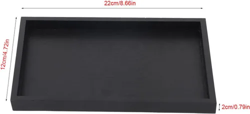 Miniatura 2 de Bandeja de madera negra para servir, pequeñas bandejas rectangulares de madera maciza, antideslizante, para té, aperitivos, desayuno, platos