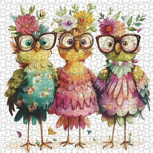 Miniatura 2 de Divertidos rompecabezas de pollo para adultos de 1000 piezas, rompecabezas de flores de pájaros, hermosos rompecabezas de arte de animales Pollo