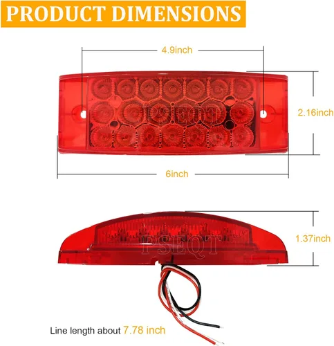 Miniatura 4 de PSEQT Luces de marcador rectangulares de 6 pulgadas, luces LED rojas para remolque, impermeables, con 20 diodos y luces direccionales delanteras