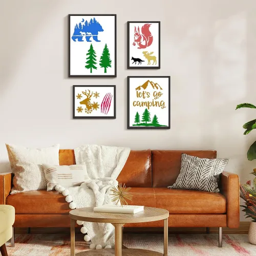 Miniatura 6 de 36 plantillas de pintura de animales – árbol, bosque, plantillas de montaña para pintar en madera, pared, rocas, lienzo, manualidades, decoración 36