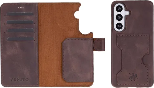 Miniatura 65 de Venito Florence - Funda de piel compatible con Samsung Galaxy S9, extra segura con bloqueo RFID, cartera desmontable para teléfono (gris decolorado)