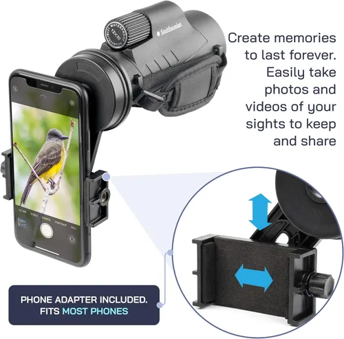 Miniatura 3 de Omano Smithsonian Telescopio monocular de 12 x 50 con adaptador para teléfono inteligente - Monoculares para adultos - Telescopio de alta potencia