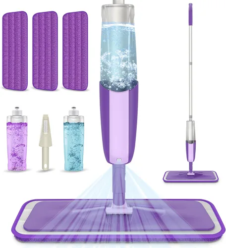 Miniatura 12 de Trapeadores húmedos en aerosol para limpieza de suelos de madera dura: mopa MEXERRIS con 3 almohadillas lavables para Swiffer Powermop - Trapeador