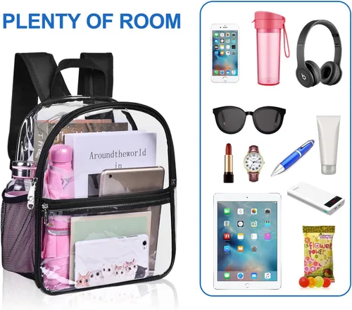Miniatura 8 de USPECLARE Clear Backpack for Stadium Approved 12×6×12, Water proof Clear Bag for Stadium Events and Concert Work Sport EventBlack