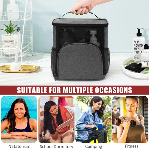 Miniatura 6 de EIMMBD Bolsa de ducha colgante, organizador de ducha portátil de mayor capacidad, bolsa de ducha mejorada para gimnasio, viajes, campamento
