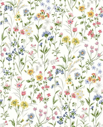 NextWall Papel tapiz autoadhesivo de flores silvestres (multicolor)