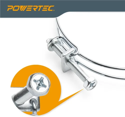 Miniatura 4 de POWERTEC 70197 Abrazadera de manguera de doble alambre de 2-1/2 pulgadas con perno, abrazaderas de manguera ajustables para colector de polvo