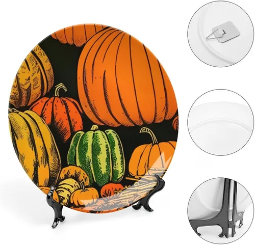 Miniatura 4 de Platos decorativos de calabazas grandes de Acción de Gracias, platos de cerámica para decoración del hogar, platos de cena de temporada de otoño