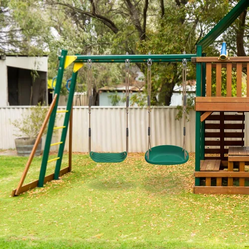 Miniatura 2 de SELEWARE Paquete de 2 asientos de columpio de plástico resistente con cuerda ajustable y conexión rápida, accesorios de repuesto para niños y Verde