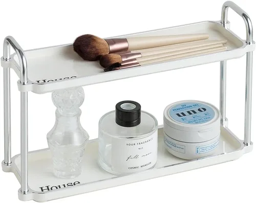 Estante de almacenamiento de 2 capas de escritorio de 3.54 pulgadas, estante de almacenamiento de encimera para baño, cocina, sala de estar,