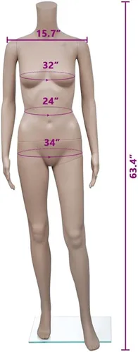 Miniatura 2 de vidaXL Maniquí, maniquí de mujer de cuerpo completo realista con base de vidrio, cuerpo de exhibición de vestido de mujer, maniquí
