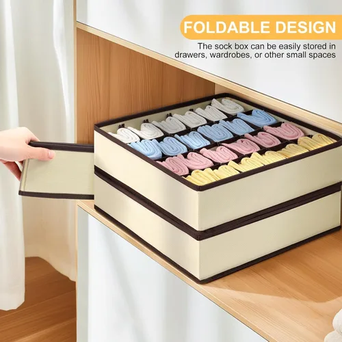 Miniatura 7 de Paquete de 4 organizadores de calcetines, divisor grande para cajones de calcetines, almacenamiento de ropa interior, 24 celdas, organizadores
