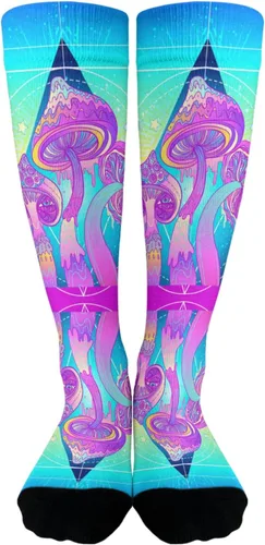 Planta, hongos divertidos, hongos mágicos, calcetines de media pantorrilla, calcetines para botas para mujer, calcetines de altura hasta la rodilla,