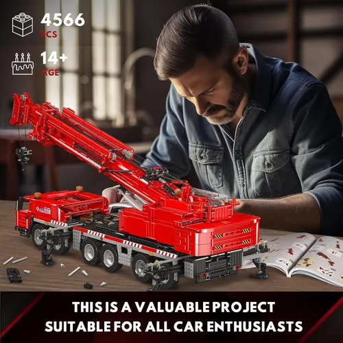 Miniatura 6 de Mould King 17065 GMK Kit de construcción de grúa móvil, más de 4566 piezas, modelo de camión de ingeniería de control remoto con motores, juguete
