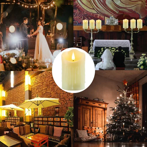 Miniatura 8 de Velas sin llama con batería recargable, velas parpadeantes con control remoto y temporizador, velas LED de pilar de cera real, velas LED
