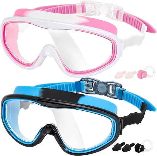 Miniatura 10 de EasYoung Paquete de 2 gafas de natación para niños, gafas de natación de visión amplia para niños de 3 a 15 años